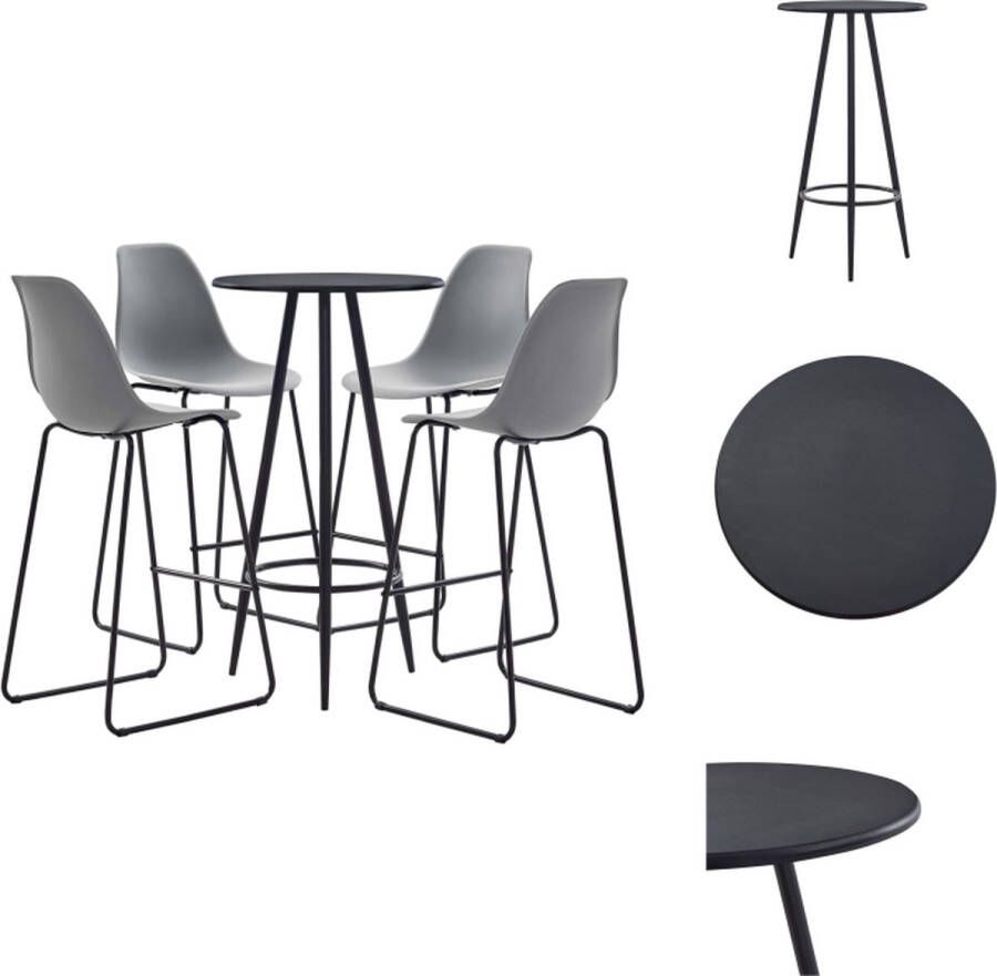 VidaXL Barset Moderne Bartafel met 4 Barstoelen 60x107.5 cm Zwart Grijs Set tafel en stoelen