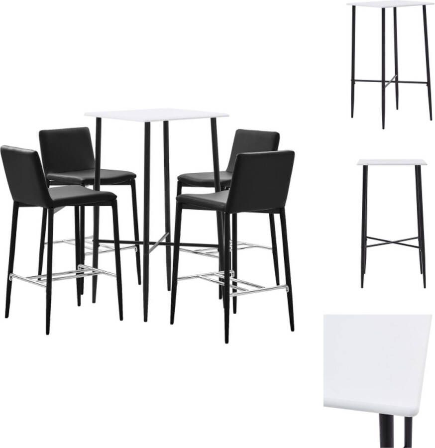 VidaXL Barset Moderne bartafel met MDF tafelblad 4 comfortabele zwarte barstoelen Set tafel en stoelen