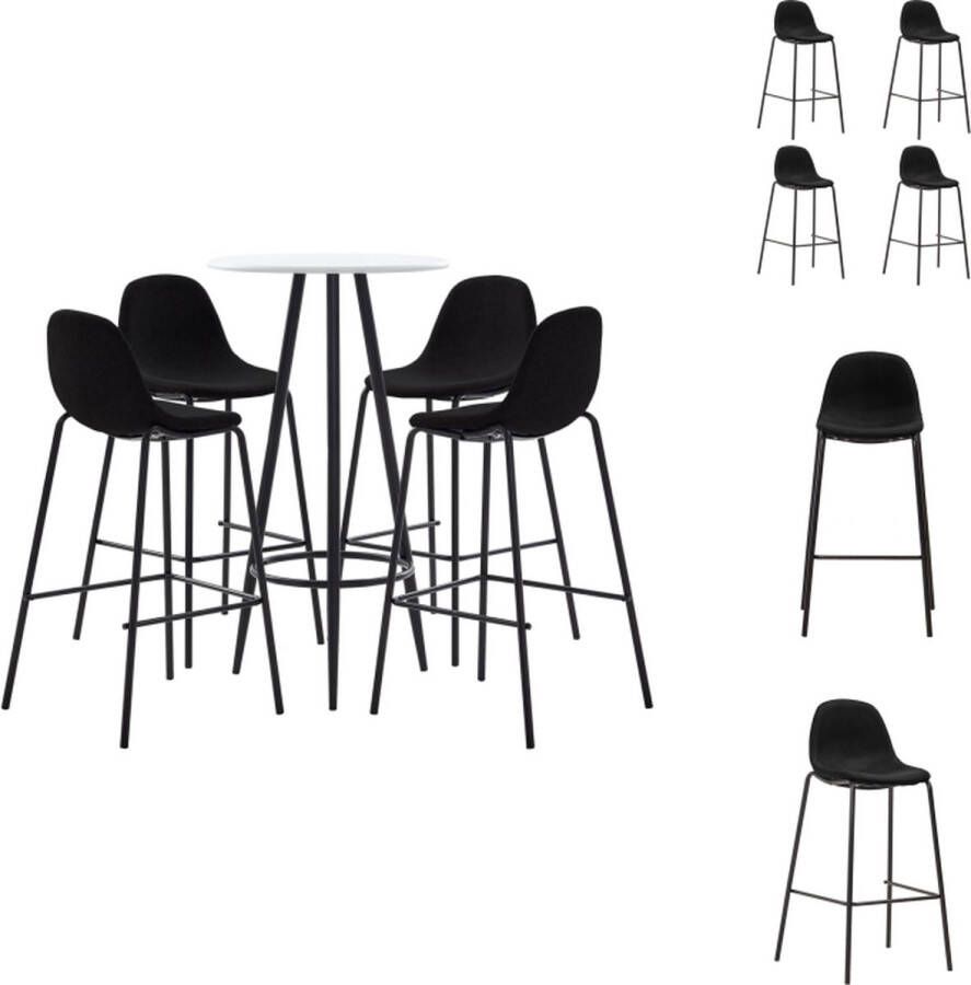 VidaXL Barset Moderne Bartafel wit 60x107.5 cm 4x Zwarte barstoelen 51x49x99 cm Set tafel en stoelen