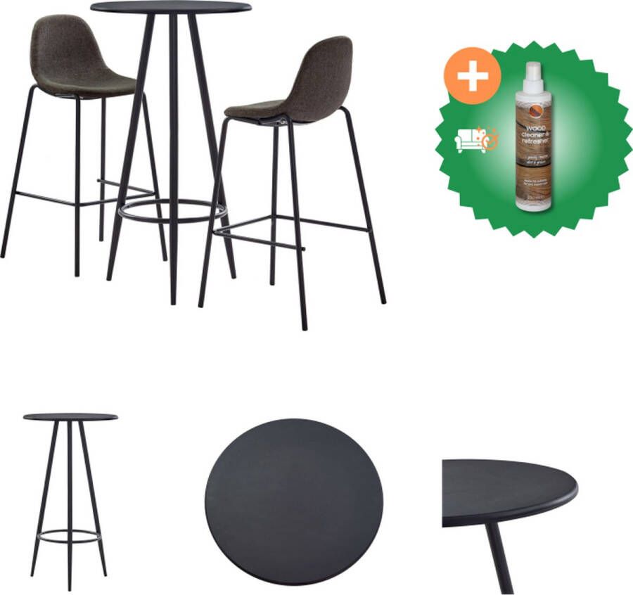 VidaXL Barset Modern Bartafel 60 x 107.5 cm Barstoelen 51 x 49 x 99 cm Wit MDF Gepoedercoat staal Donkergrijs stoffen bekleding Met voetensteun Set tafel en stoelen Inclusief Houtreiniger en verfrisser - Foto 4