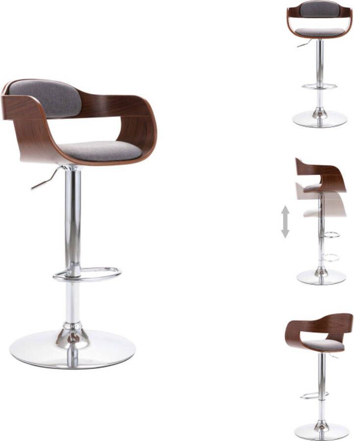 VidaXL Barstoel Barstoelen Stoel Stoelen Barkruk multiplex en stof grijs
