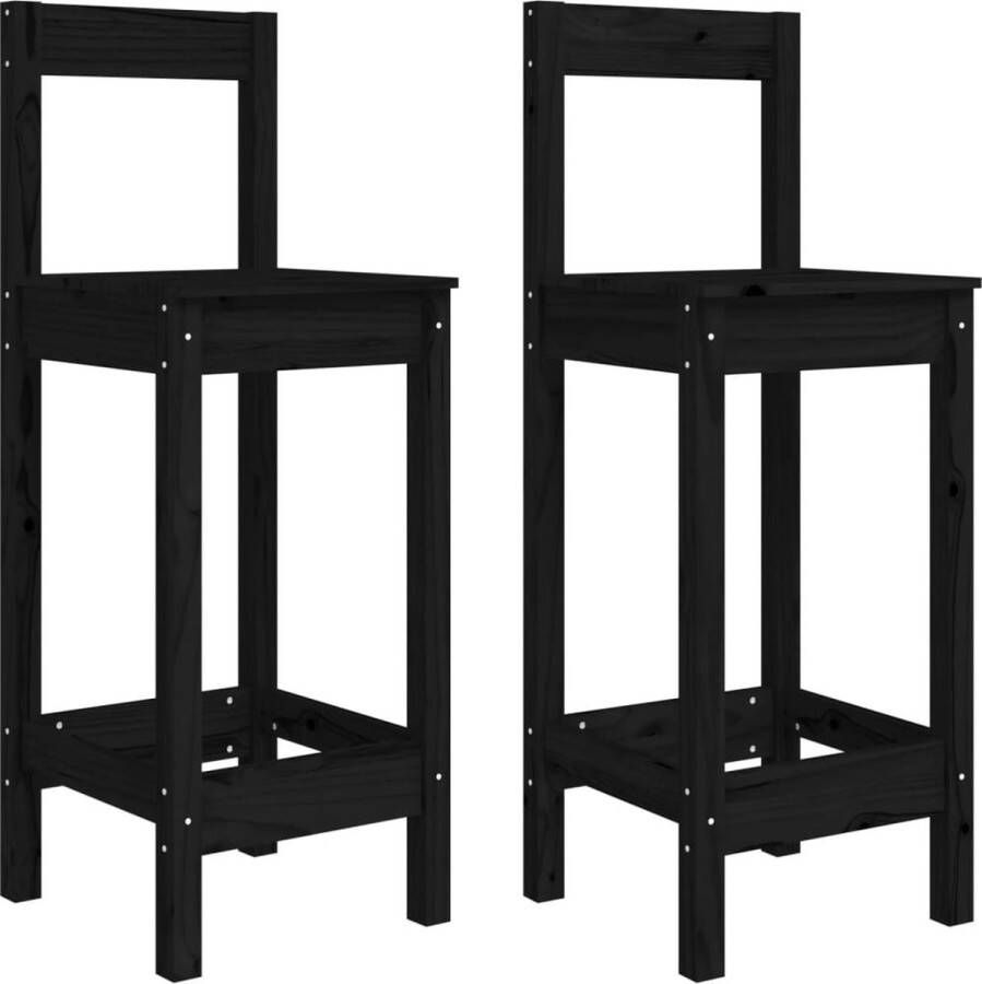VidaXL Barstoelen Set van 2 Zwart Grenenhout Barstoel Barkruk Eetkamerstoel Granenhout Meubilair Industriële Barstoelen Vintage Barstoelen Zwarte Barstoelen