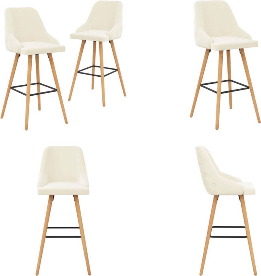 VidaXL Barkrukken 2 st fluweel crèmekleurig Barstoel Barstoelen Stoel Stoelen
