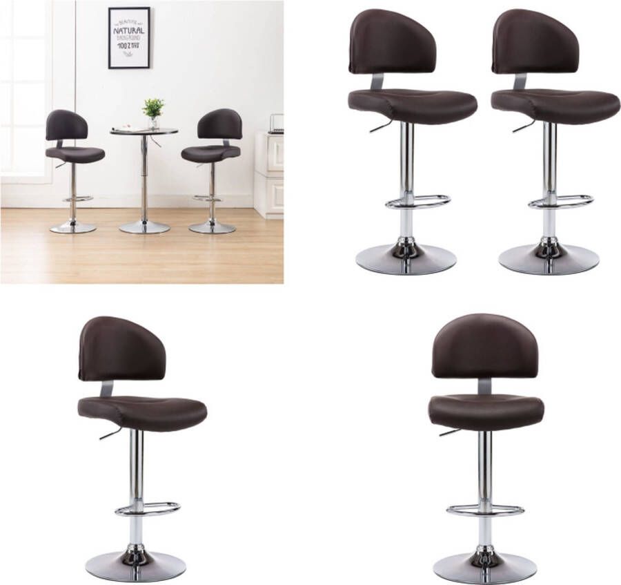 VidaXL Barstoelen 2 st kunstleer bruin Barkruk Barkrukken Kruk Krukken