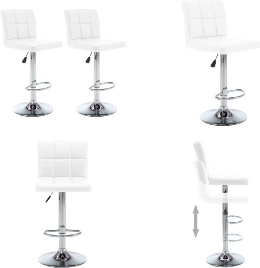VidaXL Barstoelen 2 st kunstleer wit Barkruk Barkrukken Bar Kruk Bar Krukken