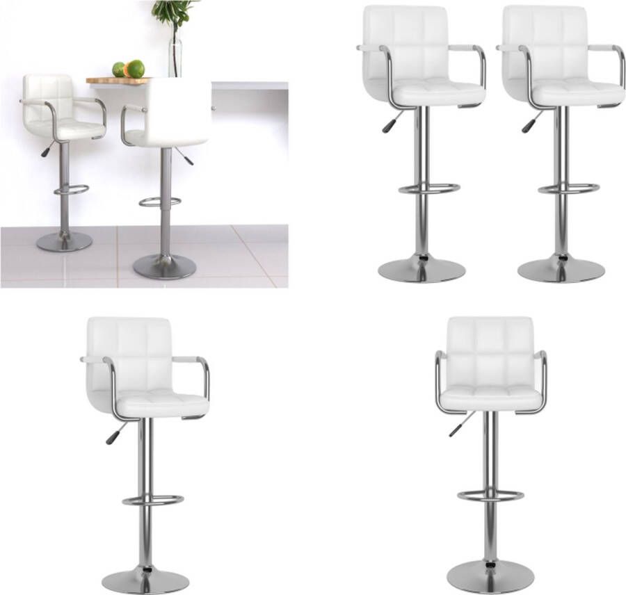 VidaXL Barstoelen 2 st kunstleer wit Barkruk Barkrukken Barkrukje Barkrukjes
