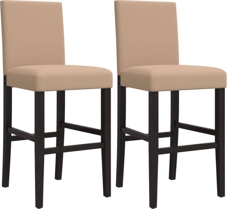 VidaXL -Barstoelen-2-st-massief-rubberhout-en-kunstleer - Foto 3