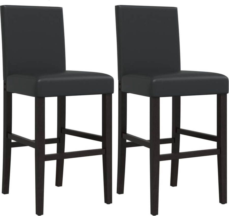 VidaXL -Barstoelen-2-st-massief-rubberhout-en-kunstleer - Foto 3