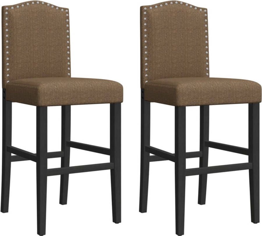 VidaXL -Barstoelen-2-st-massief-rubberhout-en-stof - Foto 3