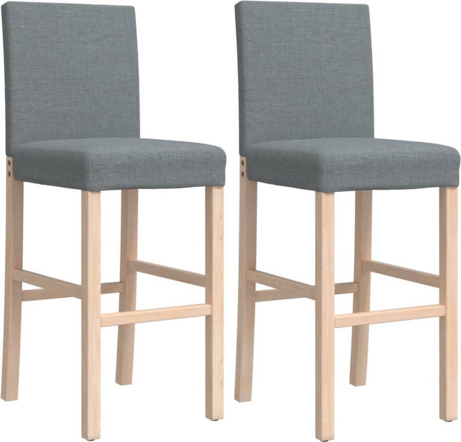 VidaXL -Barstoelen-2-st-massief-rubberhout-en-stof - Foto 3