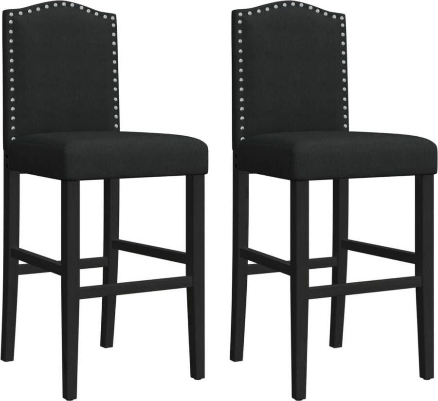 VidaXL -Barstoelen-2-st-massief-rubberhout-en-stof - Foto 3