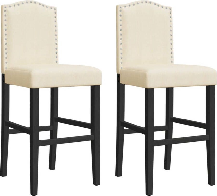 VidaXL -Barstoelen-2-st-massief-rubberhout-en-stof - Foto 3