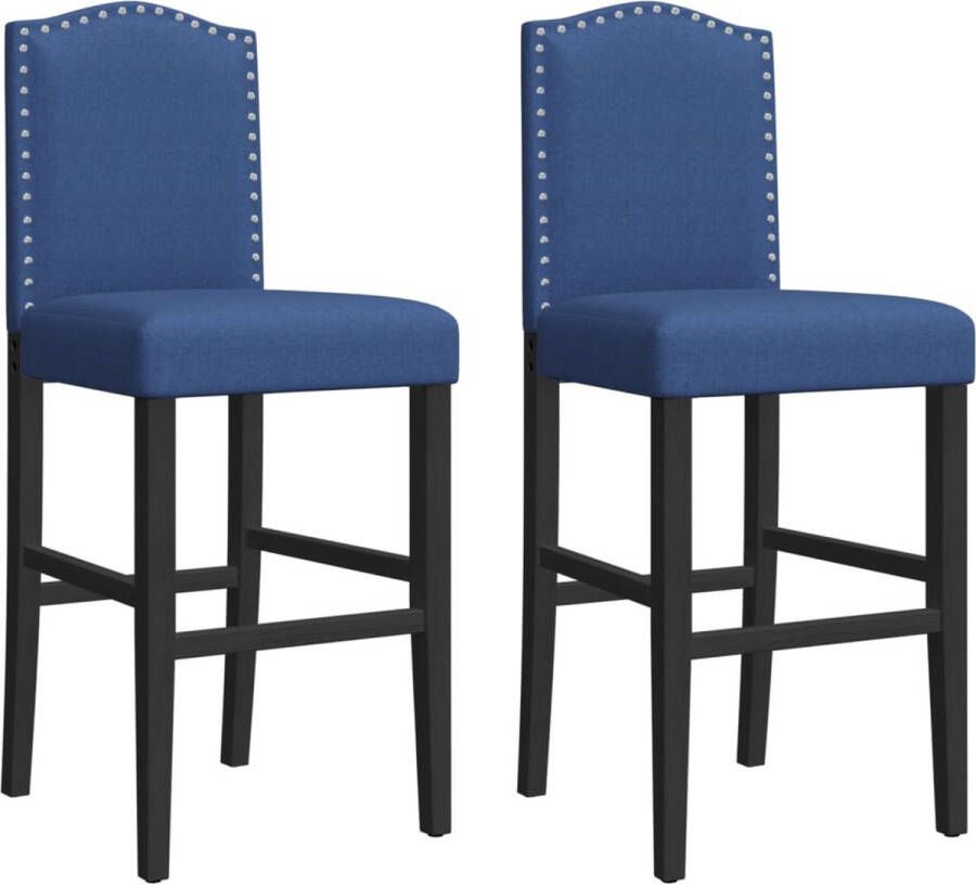 VidaXL -Barstoelen-2-st-massief-rubberhout-en-stof - Foto 3