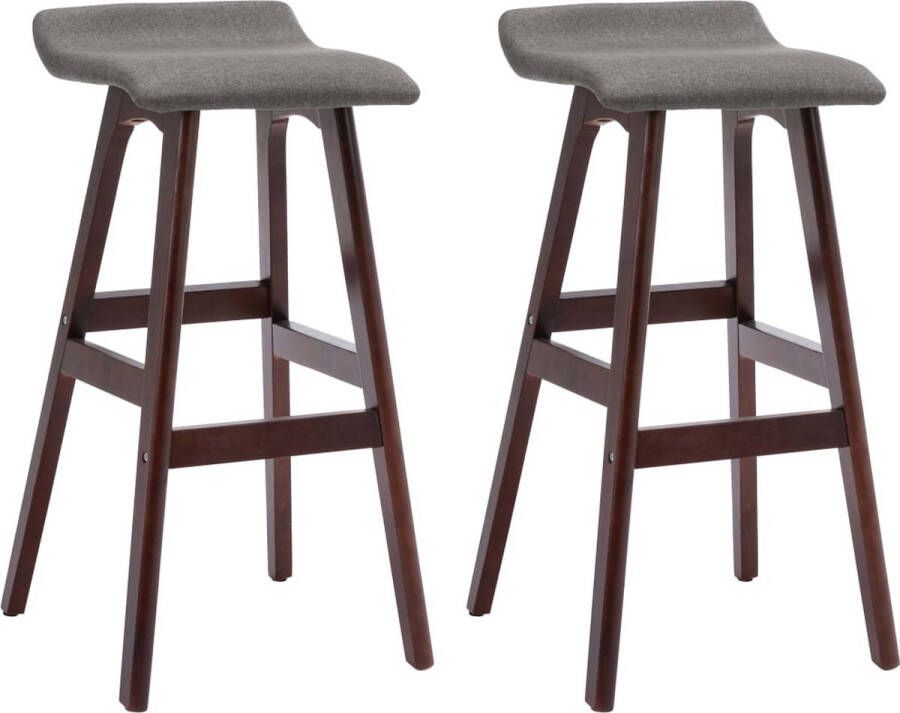 VidaXL Barstoelen Stof Donkergrijs 2 stuks Barstooi Barkruk Eetkamerstoel Donkergrijs Donkere Kleuren Houten Poten Stoffen Bekleding Design Stoel Moderne Stoel