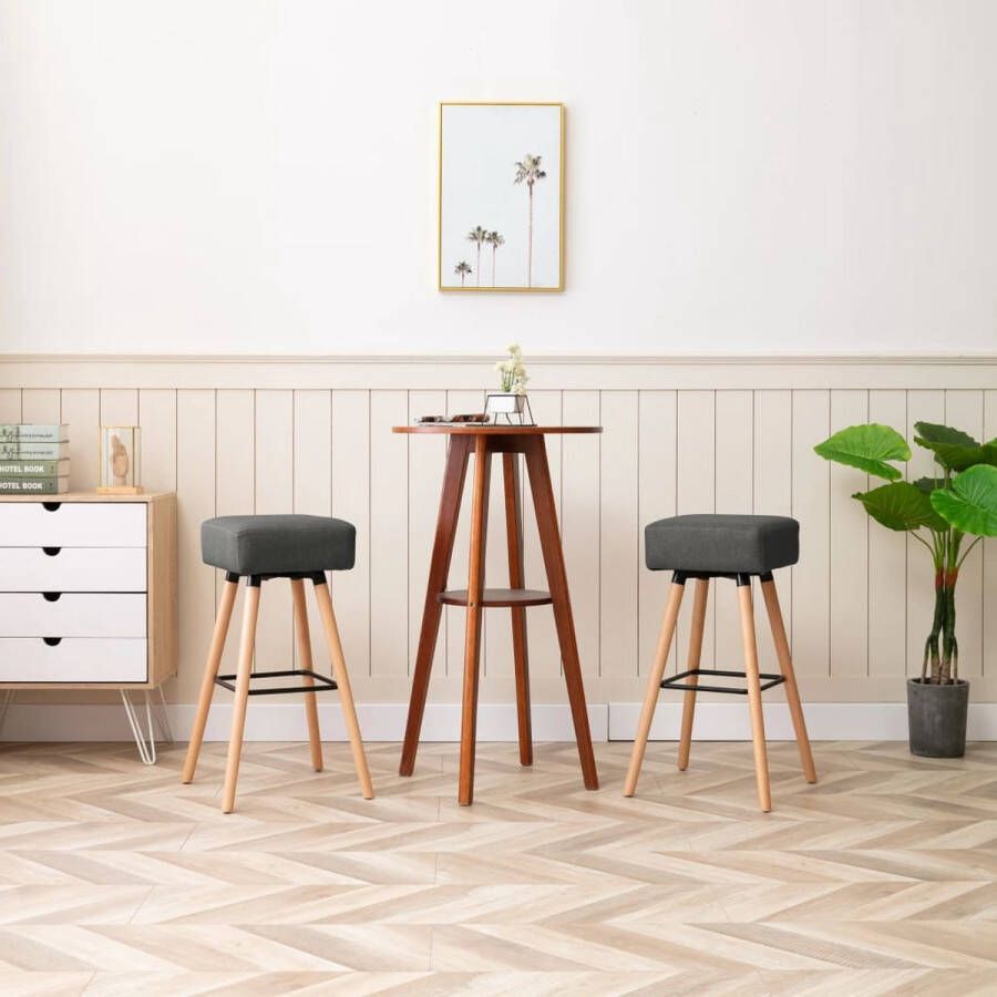 VidaXL -Barstoelen-2-st-stof-donkergrijs