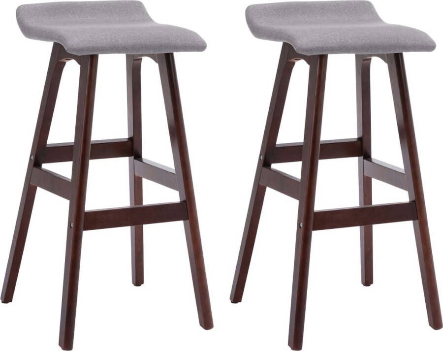 VidaXL Barstoelen 2 st Stof Lichtgrijs Barstoelen Barkrukken Eetkamerstoelen Moderne Meubels Stijlvolle Stoelen Zachte Stoffering Beukenhout Grijs Set Van Twee
