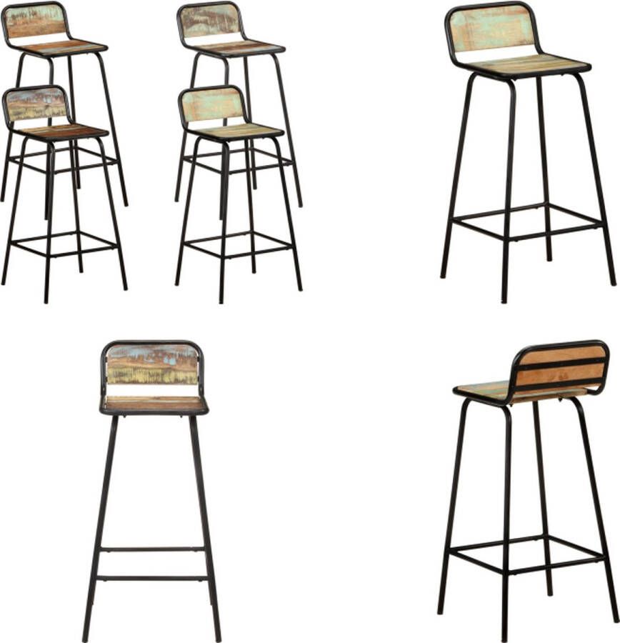 VidaXL Barstoelen 4 st massief gerecycled hout Barkruk Barkrukken Kruk Krukken