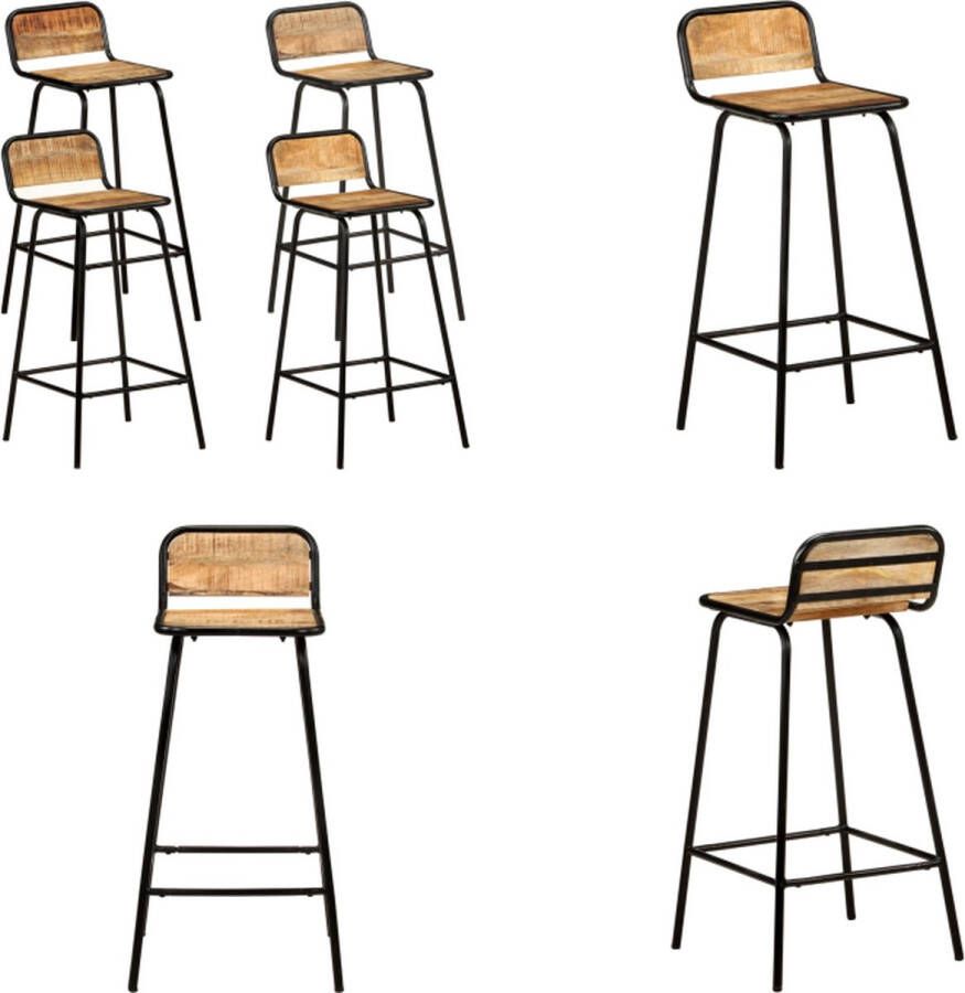 VidaXL Barstoelen 4 st massief mangohout Barkruk Barkrukken Kruk Krukken