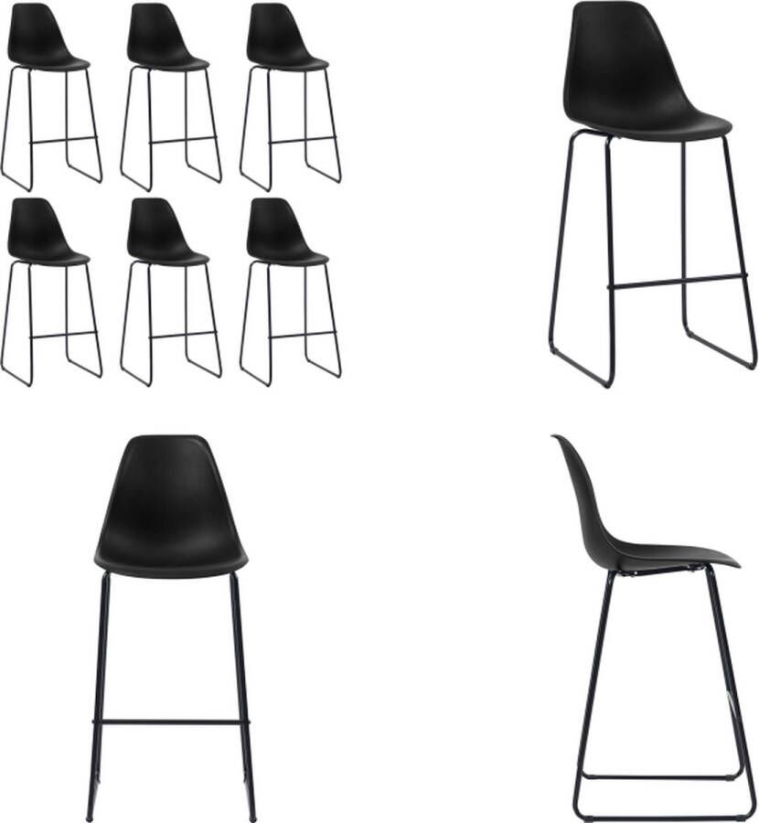 VidaXL Barstoelen 6 st kunststof zwart Barstoel Barstoelen Barkruk Barkrukken