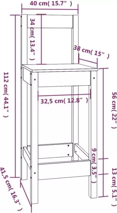 VIDAXL Barstoelen 6 st massief grenenhout - Foto 2