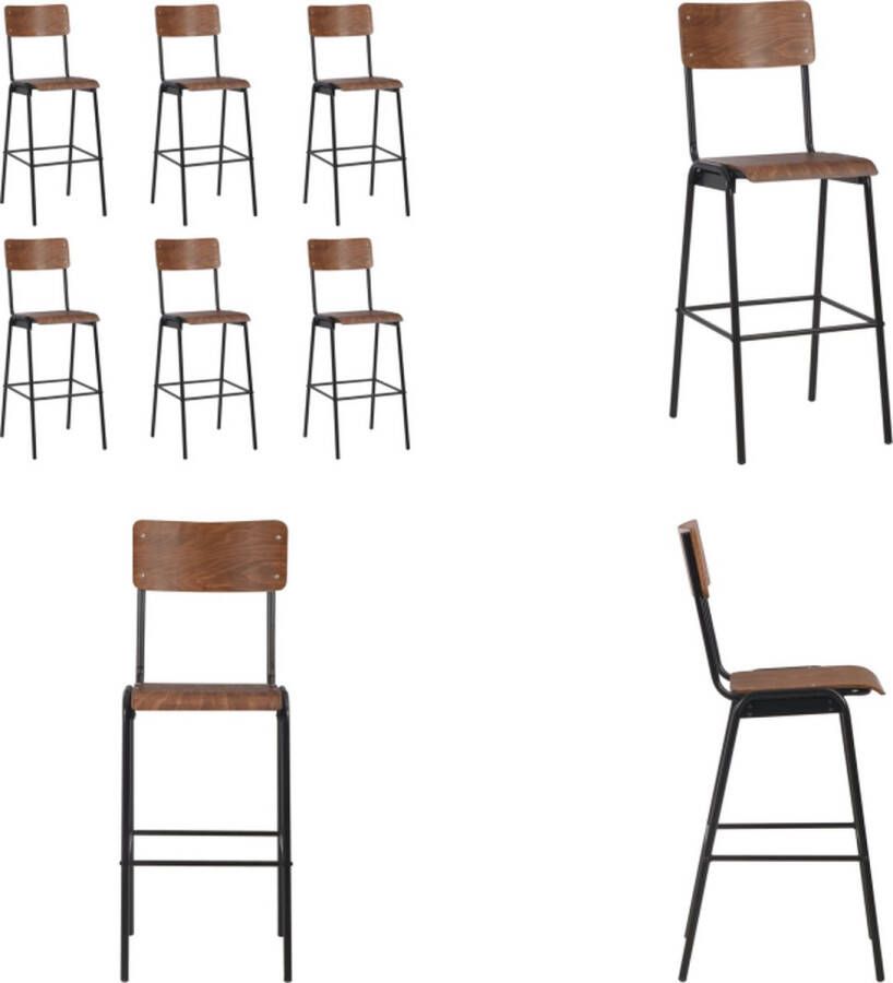 VidaXL Barstoelen 6 st massief multiplex staal Barstoel Barstoelen Barkruk Barkrukken