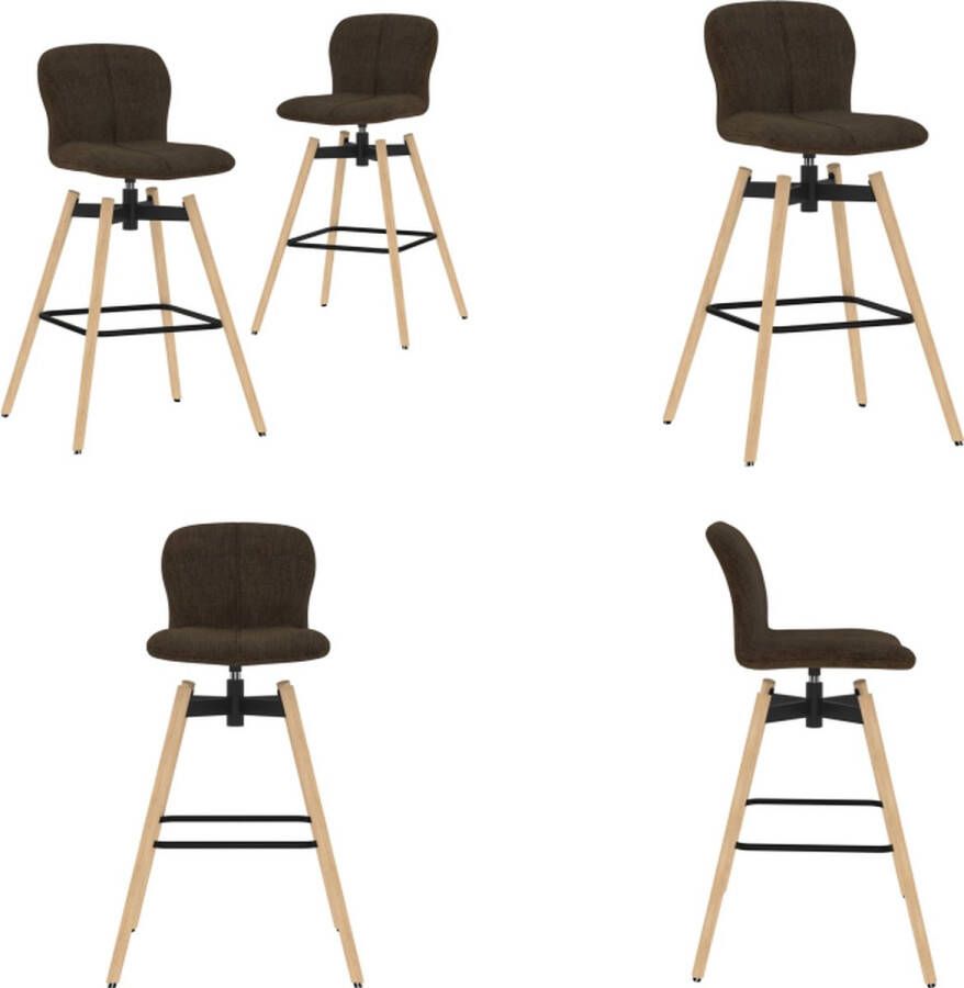 VidaXL Barstoelen draaibaar 2 st stof bruin Barstoel Barstoelen Stoel Stoelen