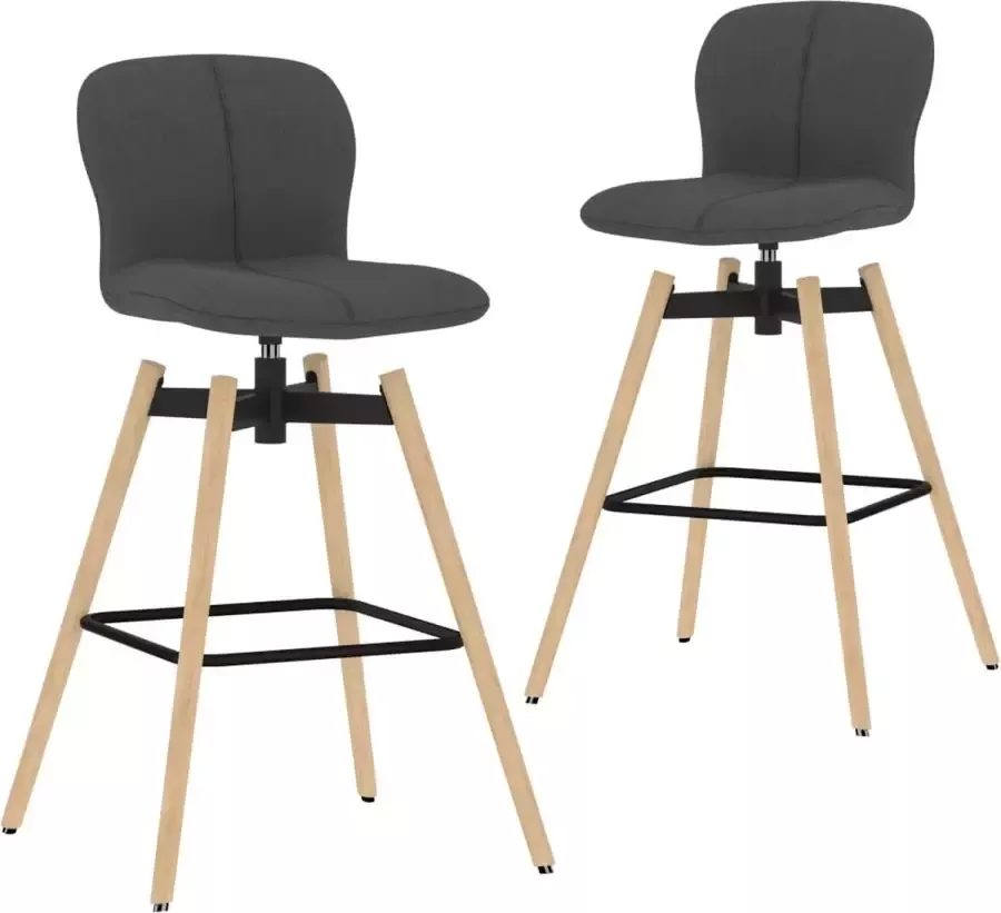 VIDAXL Barstoelen draaibaar 2 st stof donkergrijs - Foto 1