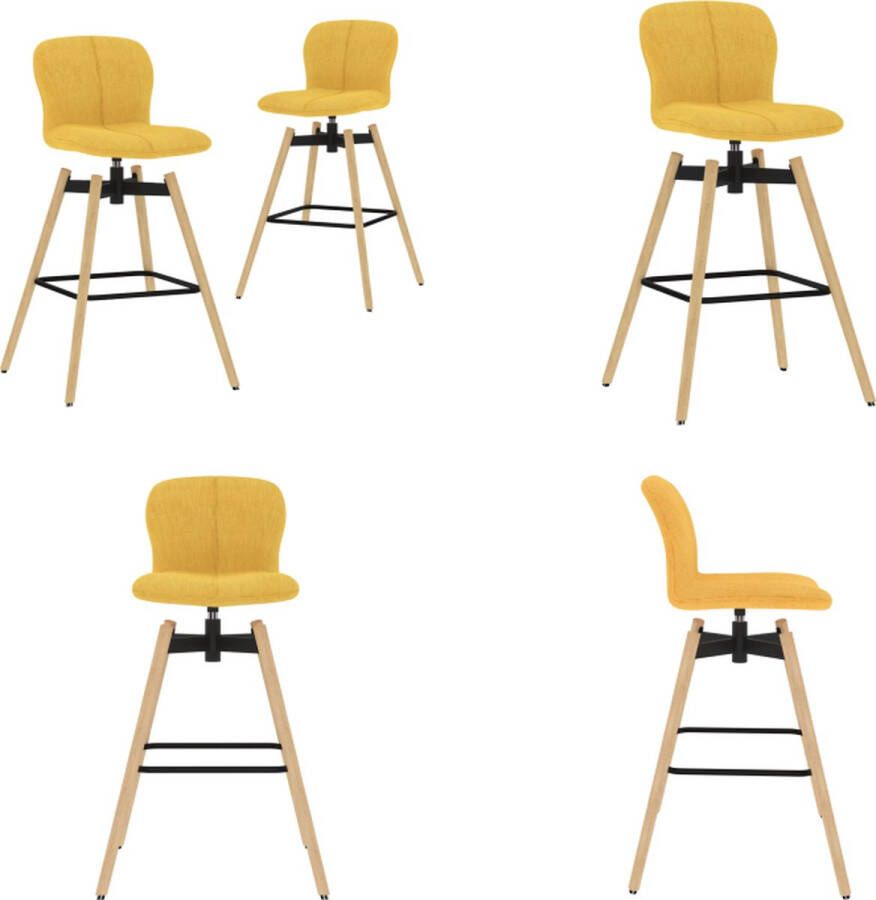 VidaXL Barstoelen draaibaar 2 st stof geel Barstoel Barstoelen Stoel Stoelen