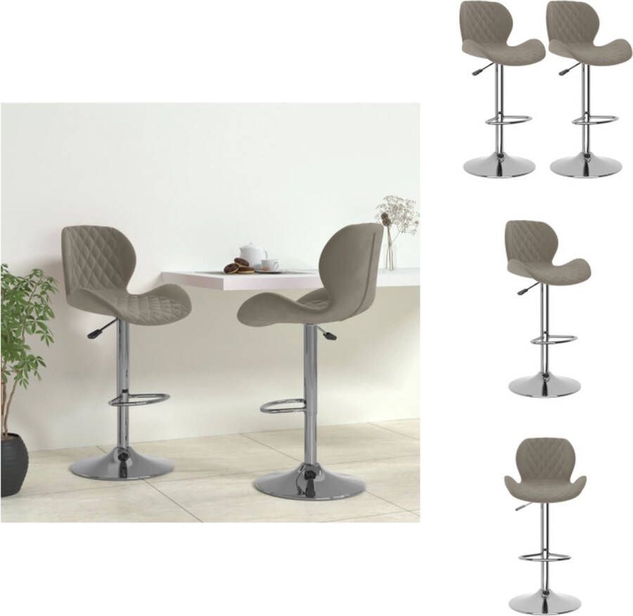 VidaXL Barkrukken Velvet Lichtgrijs 36 x 38 x (72-94) cm Draaibaar Verstelbaar Stalen Basis Barkruk - Foto 3