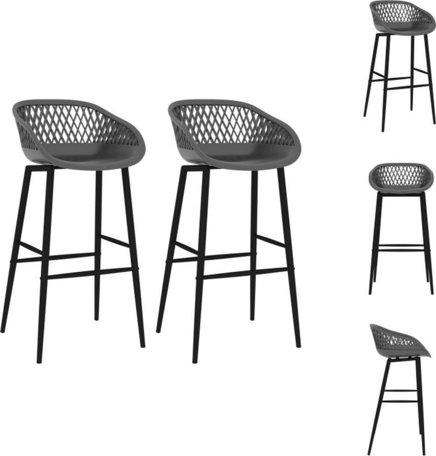 VidaXL Barstoelen Grijs 48 x 47.5 x 95.5 cm Ergonomisch ontworpen zitting PP en metaal Barkruk