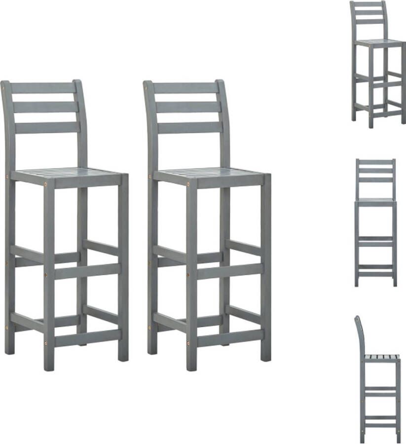 VidaXL Barkruk Barkrukken Houten Barkruk Houten Barkrukken 2 st massief acaciahout grijs