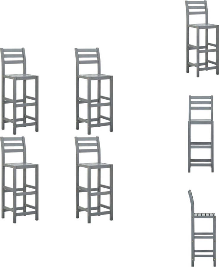 VidaXL Barkruk Barkrukken Houten Barkruk Houten Barkrukken 4 st massief acaciahout grijs