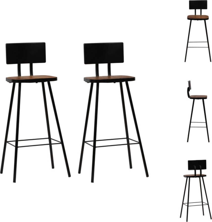 VidaXL Barkruk Barkrukken Aanrecht Stoelen Keukenstoelen Barkrukken 2 st massief gerecycled hout