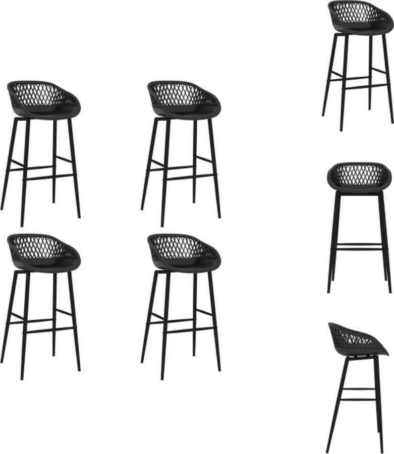 VidaXL Barstoelen set van 4 PP en metaal 48 x 47.5 x 95.5 cm (B x D x H) Zwart Barkruk