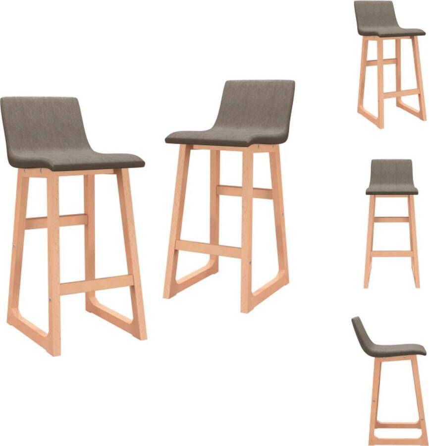 VidaXL Barstoelen Taupe Stof Massief beukenhout 38x45x85 cm Barkruk