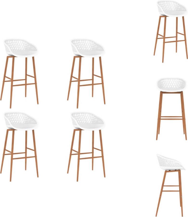 VidaXL Barstoelen VNLXL4-WHT Wit 48x47.5x95.5cm Ergonomisch ontworpen Sterke poten Montage vereist Draagvermogen- 110kg Barkruk