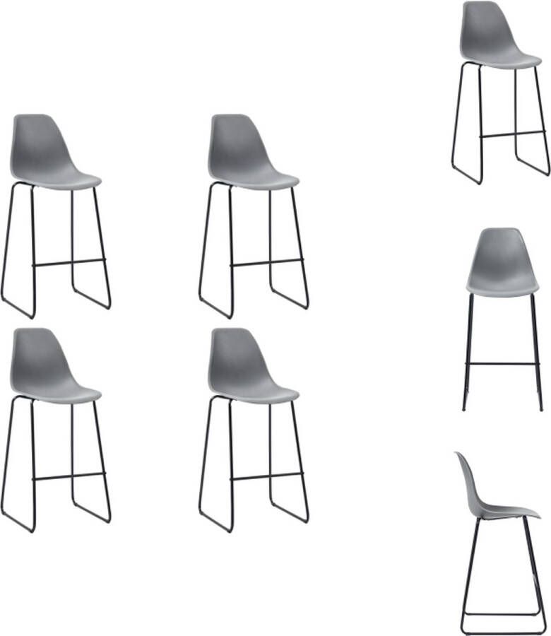 VidaXL Barstoelenset Grijs 48 x 57 x 112.5 cm Ergonomisch ontwerp Barkruk