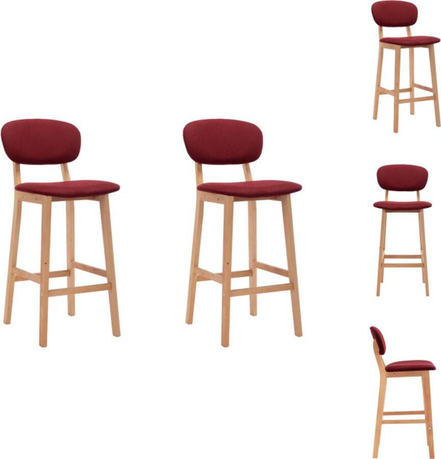 VidaXL Barstoel Barstoelen Stoel Stoelen Barkrukken 2 st stof wijnrood - Foto 2