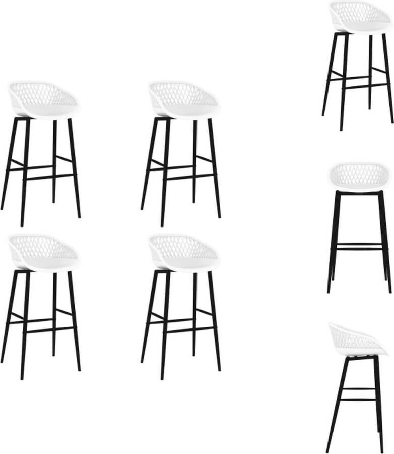 VidaXL Barstoelenset PP en Metalen Barstoelen 48 x 47.5 x 95.5 cm Wit Barkruk - Foto 2