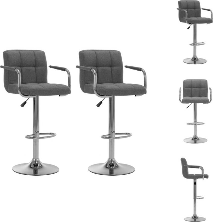 VidaXL Barstoel Barstoelen Barkruk Barkrukken Barstoelen 2 st stof lichtgrijs