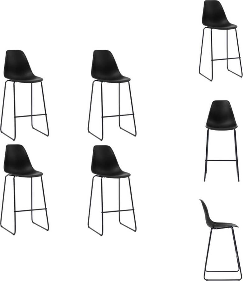 VidaXL Barstoelen Set van 4 Zwart Kunststof Barstoel Barkruk Zwarte Barstoel Kunststof Barstoel Barstoelen Set - Foto 2