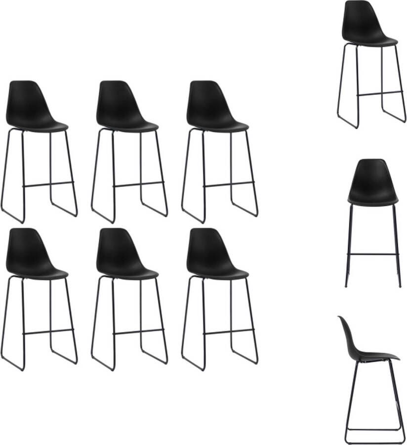 VidaXL Barstoelenset Zwart Kunststof zitting Gepoedercoat metalen poten 48 x 57 x 112.5 cm Ergonomisch ontwerp Barkruk - Foto 2