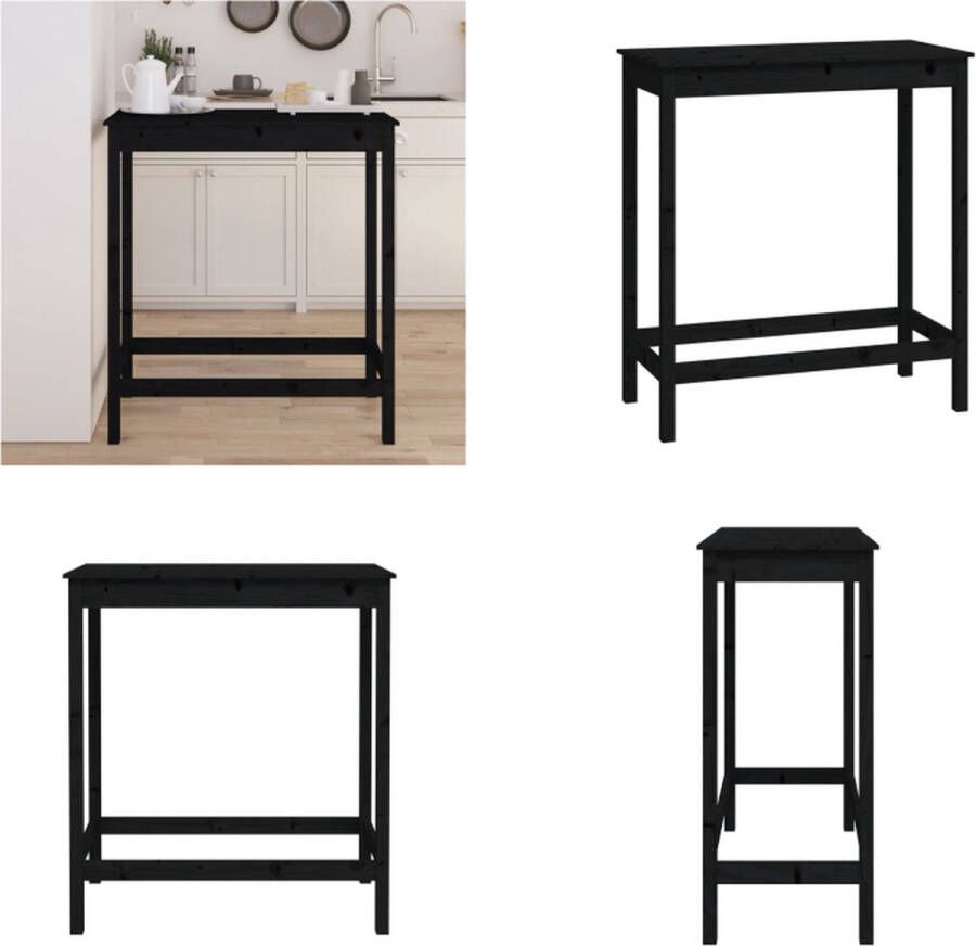 VidaXL Bartafel 100x50x110 cm massief grenenhout zwart Bartafel Bartafels Bistrotafel Cafétafel