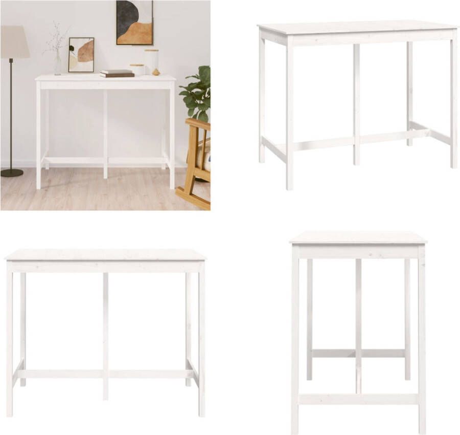 VidaXL Bartafel 140x80x110 cm massief grenenhout wit Bartafel Bartafels Bistrotafel Cafétafel