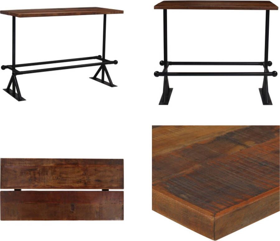 VidaXL Bartafel 150x70x107 cm massief gerecycled hout donkerbruin Bartafel Bartafels Eetkamertafel Eetkamertafels