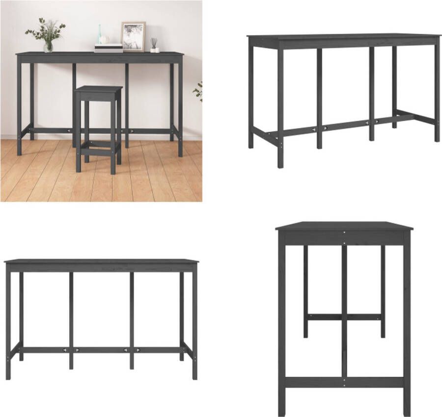 VidaXL Bartafel 180x80x110 cm massief grenenhout grijs Bartafel Bartafels Bistrotafel Cafétafel