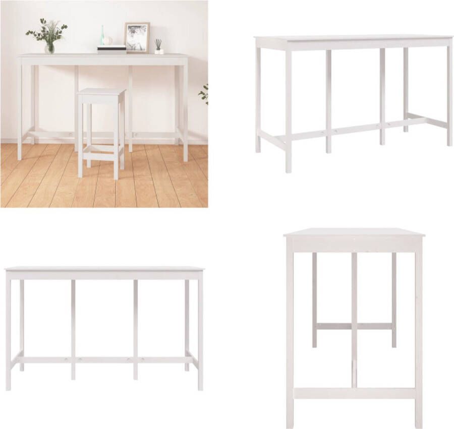 VidaXL Bartafel 180x80x110 cm massief grenenhout wit Bartafel Bartafels Bistrotafel Cafétafel