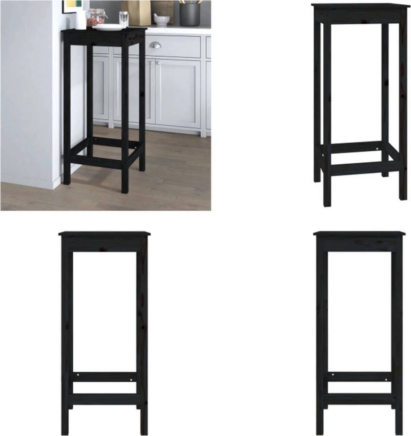 VidaXL Bartafel 50x50x110 cm massief grenenhout zwart Bartafel Bartafels Bistrotafel Cafétafel