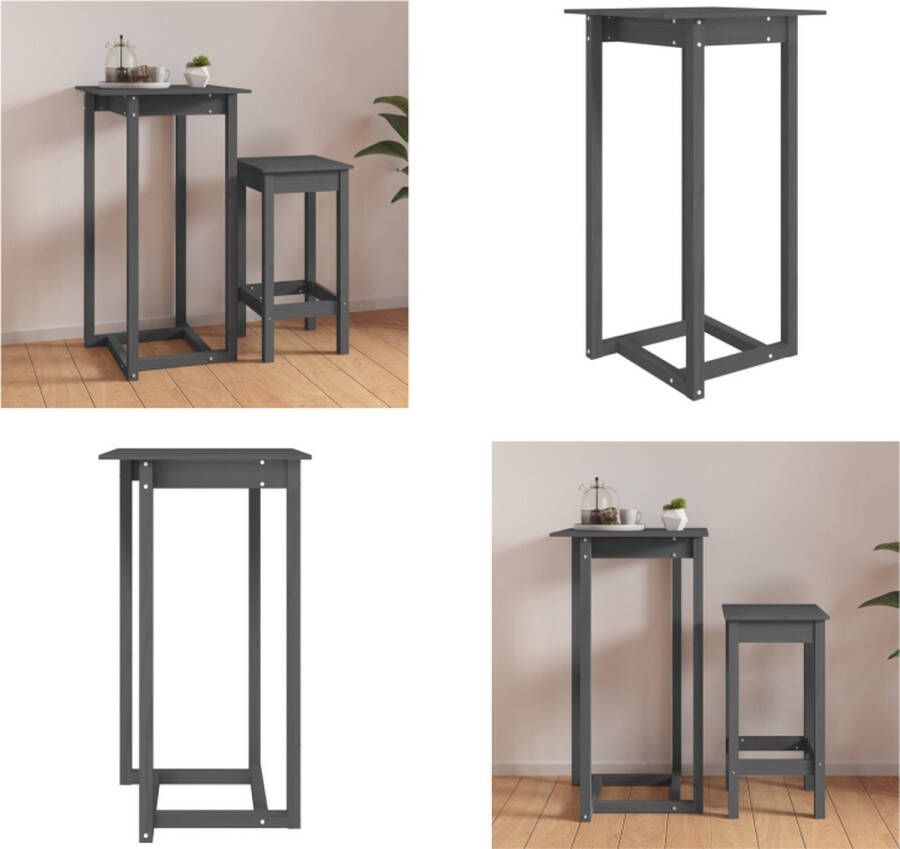 VidaXL Bartafel 60x60x110 cm massief grenenhout grijs Bartafel Bartafels Bistrotafel Cafétafel