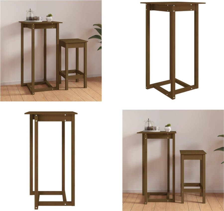VidaXL Bartafel 60x60x110 cm massief grenenhout honingbruin Bartafel Bartafels Bistrotafel Cafétafel